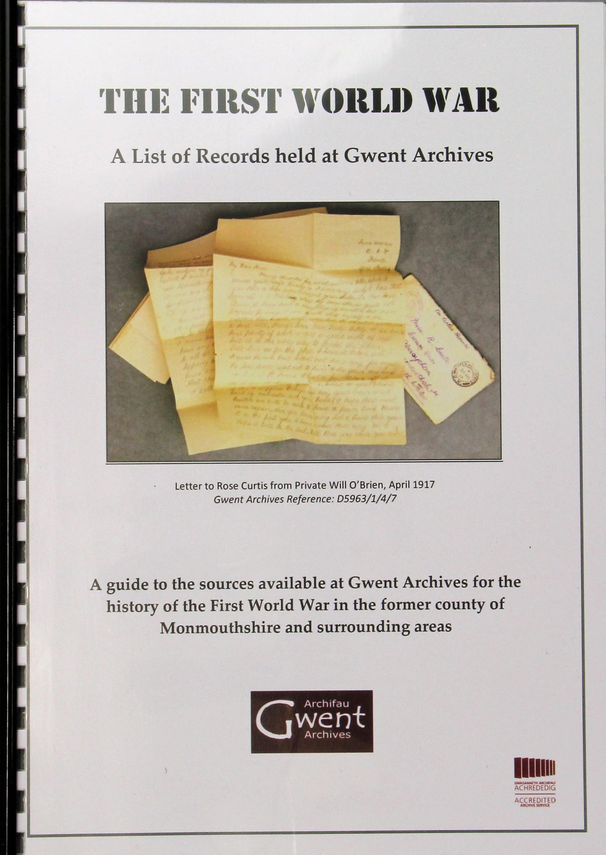 The First World WarL A List of Records Held at Gwent Archives, £2.00