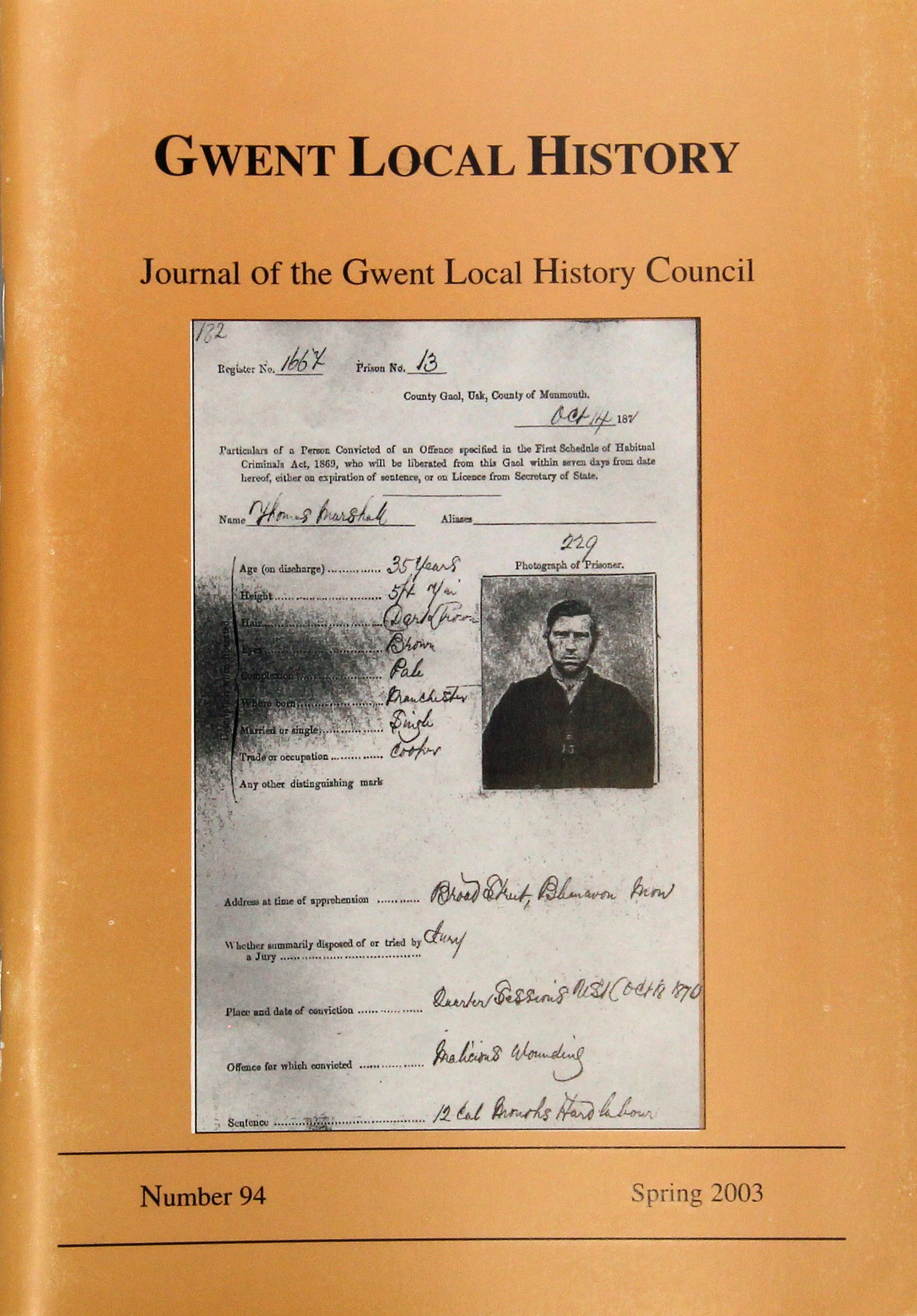 Gwent Local History: Journal of the Gwent Local History Council No.94, Spring 2002, £2.00